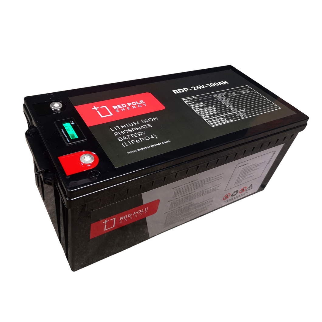 24V 100Ah Lithium Battery 2.56kWh - LCD Display