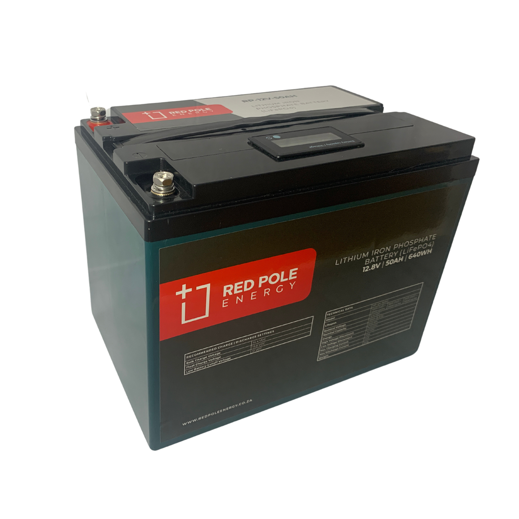 12V 50Ah 640Wh Lithium Battery - LCD Display (60A BMS)